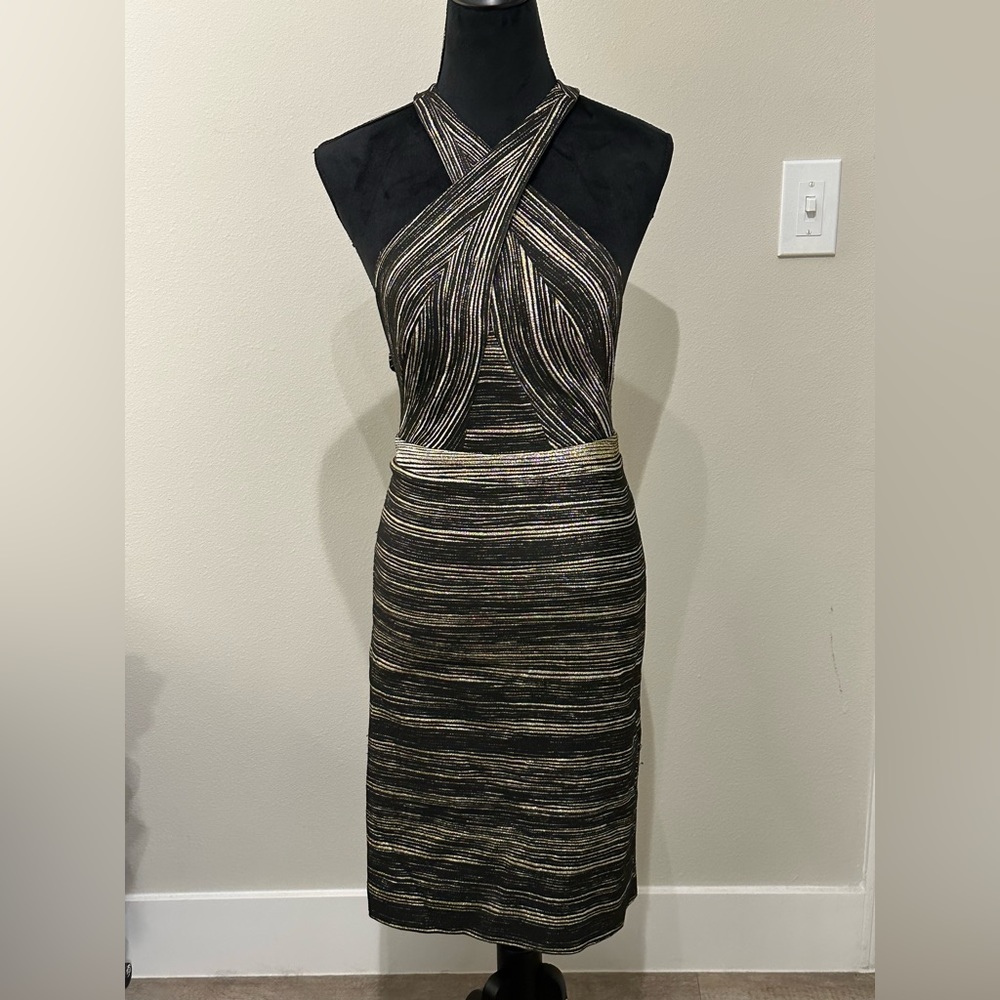 Nicole Miller shimmery dress.